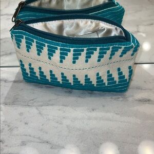 Teal Patterned Women’s Makeup Bag